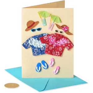 Tropical Papyrus Anniversary Card with Hawaiian Theme, 5x7 Inches, Premium Envelope Included