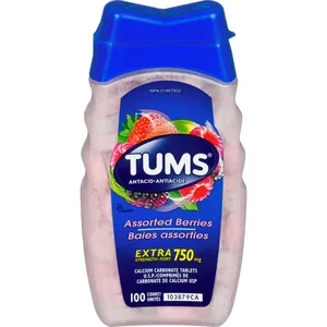 Tums Extra Strength Assorted Berry 100 Count for Fast Heartburn Relief - Chewable Antacid Tablets