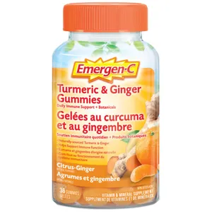 Turmeric & Ginger Gummies for Daily Immune Support - Gluten-Free, Vegetarian, Citrus-Ginger Flavor