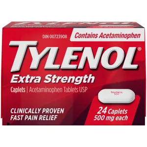 Tylenol Extra Strength 500mg Pain Relief Caplets for Headaches, Aches, Fever, Gentle on Stomach