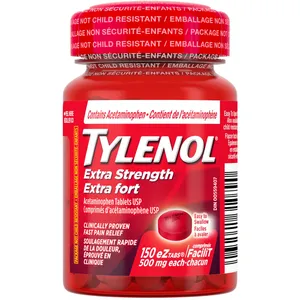 Tylenol Extra Strength Acetaminophen 500mg EZTabs â€“ Fast Relief for Headaches, Aches, and Fever