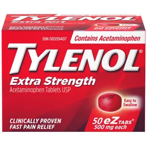 Tylenol Extra Strength Acetaminophen 500mg eZTABS â€“ Fast Pain Relief, 50 Count, Easy to Swallow