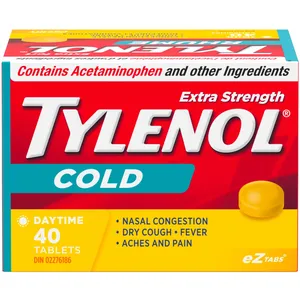 Tylenol Extra Strength Cold Relief Daytime EZTabs - 20 or 40 Count Tablets for Fast Symptom Relief