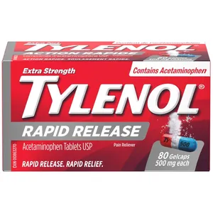 Tylenol Extra Strength Pain Relief 500mg - Rapid Release Gelcaps for Headaches & Fever Relief