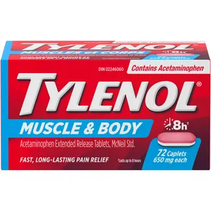Tylenol Muscle Aches & Body Pain Relief Caplets - Fast Relief with Acetaminophen, 16/72/110 Count