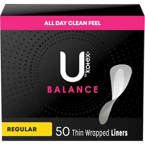 U by Kotex Barely There Liners, Light Absorbency, Regular, Fragrance-Free, 4 Color Designs