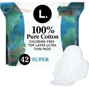 Ultra Thin Cotton Pads for Women, Super Absorbency, Unscented with Wings, Eco-Friendly Care