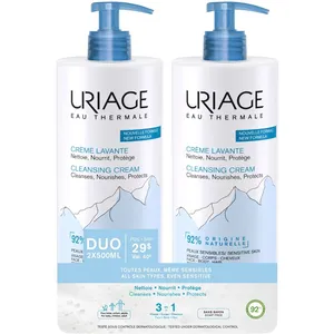 Uriage Cleansing Cream Duo - 2-in-1 Cleanser & Nourisher for Soft, Moisturized Skin
