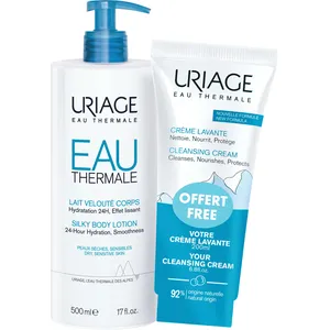Uriage Silky Body Lotion & Cleansing Cream Duo â€“ Moisturizes, Cleans, Nourishes â€“ 500ml & 200ml