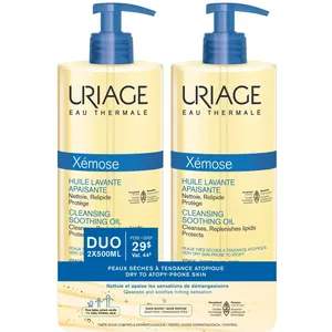 Uriage XÃ©mose Cleansing Oil Duo - Nourishing & Soothing for Dry Skin, 2 Pack