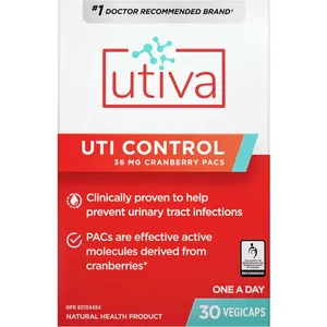 Utiva UTI Control Capsules - Powerful All-Natural Cranberry PACs for UTI Prevention - 30 Count
