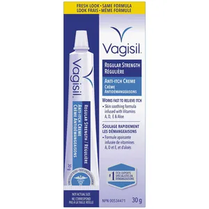 Vagisil Regular Strength Anti-Itch Crème - Instant Relief for Itch, 5% Benzocaine, Soothing Aloe
