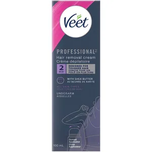 Veet Professional Underarm Hair Removal Cream with Dome Applicator, 2-Minute Action, Shea Butter