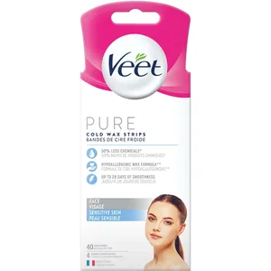 Veet Pure Cold Wax Strips for Face - Hypoallergenic, 28 Days Smoothness, Sensitive Skin Formula