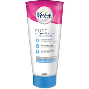Veet Pure Hair Removal Cream for Sensitive Skin - Long Lasting Smoothness, No Ammonia Smell
