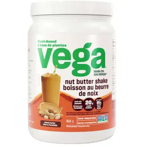 Vega Nut Butter Shake - 20g Plant-Based Protein, Peanut & Flax Seed, No Blender, Low Calorie