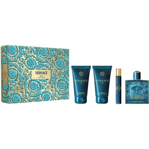 Versace Eros Eau de Parfum Gift Set for Him - 100ml Spray, Travel Spray, Shower Gel & After Shave