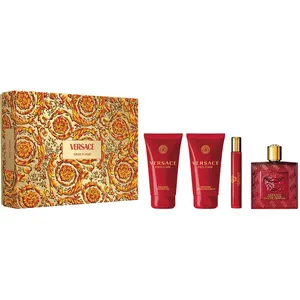 Versace Eros Flame Eau de Parfum Gift Set for Him - 100ml Spray, 10ml Travel, Shower Gel & Balm