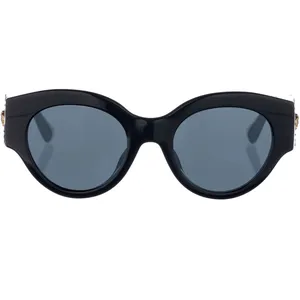 Versace Fashion Sunglasses Model 4438 - Black Acetate Frame with Grey Lenses for Oval Faces