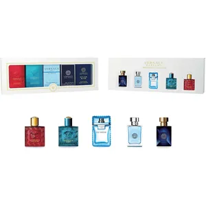 Versace Mens Miniature Fragrance Coffret - 5x5ml Collection of Eros Flame, Eros, Eau Fraiche, Dylan Blue, Pour Homme