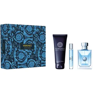 Versace Pour Homme Gift Set - 100ml Eau de Toilette, 150ml Shampoo, 10ml Travel Size, Masculine Fragrance