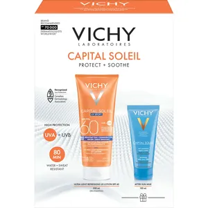 Vichy Capital Soleil Animation Sport Kit - SPF 60 Ultra-Light Sunscreen for Face & Body, 200ml