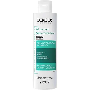 Vichy Dercos Oil Correct Shampoo 200ml - Eliminates Oiliness, Cleanses Scalp, Hypoallergenic Formula