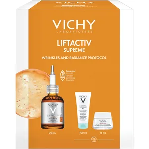 Vichy Liftactiv Vitamin C Kit with 15% Pure Vitamin C, Anti-Wrinkle Cream & Cleanser for Radiant Skin
