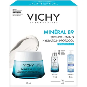 Vichy Minéral 89 72H Moisture Boosting Cream Kit with Hyaluronic Acid, Squalane, Vitamins, 50mL
