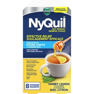 Vicks NyQuil Hot Remedy Cold & Flu Medicine, Nighttime Relief, Honey Lemon, 10 Symptoms