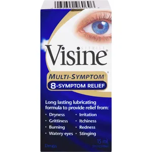 Visine Multi-Symptom 8-Symptom Relief Eye Drops 15 mL - Fast Relief for Eye Irritation Symptoms