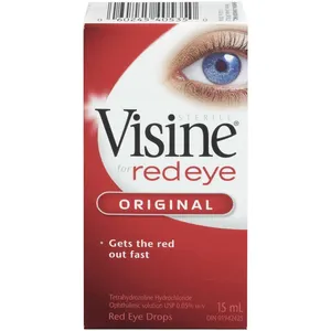 Visine Original Red Eye Drops 15mL or 30mL - Fast Relief from Redness and Minor Eye Irritations