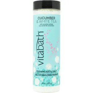 Vitabath Cucumber & White Tea Foaming Bath Salts - Antioxidant Bath Soak for Silkier, Radiant Skin