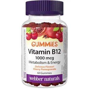 Vitamin B12 1000 mcg Gummies - Cherry Pomegranate Flavor, Supports Energy Metabolism & Immune Function
