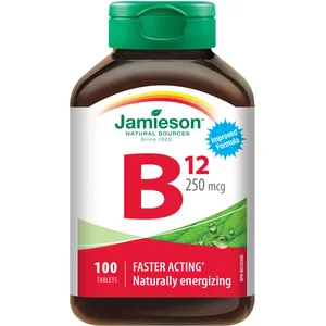 Vitamin B12 250 mcg Methylcobalamin for Energy & Blood Health, No Gluten or Preservatives