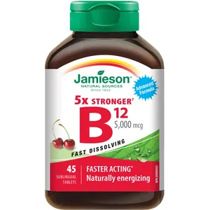 Vitamin B12 5,000 Mcg Sublingual Tablets - Naturally Energizing Cherry Flavor, Fast-Melting Formula
