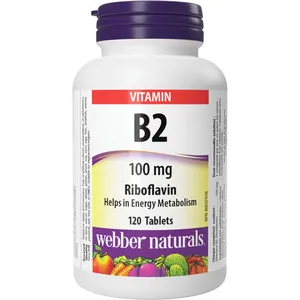 Vitamin B2 Riboflavin 100 mg - Vegan Friendly, Energy Metabolism Support, One-Per-Day Dose