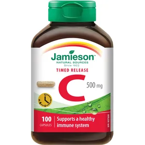 Vitamin C 500 mg Timed Release Capsules - Antioxidant Support for Immune Health and Iron Absorption
