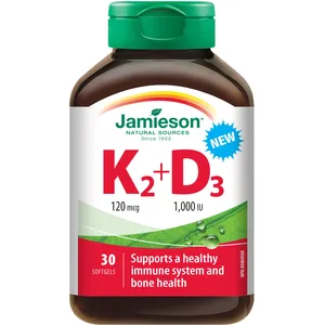 Vitamin K2 120 Mcg + D3 1000 IU Softgels for Bone & Immune Health, Non-GMO, Gluten-Free