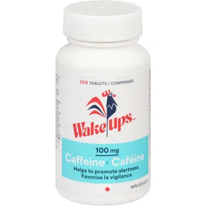 Wakeups 100mg Caffeine Tablets - Enhance Alertness, Cognitive Performance, Gluten-Free, Made in Canada