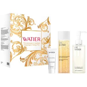 Watier Cleansing & Toning Trio Set - Deep Cleansing Oil, Rose Petal Gel Toner, Foaming Cream