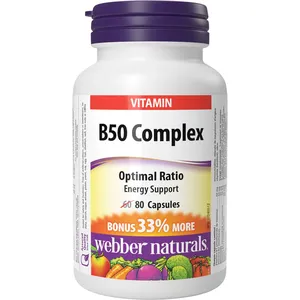 Webber B50 Complex - 50 mg B Vitamins in Easy-to-Swallow Capsules for Healthy Metabolism