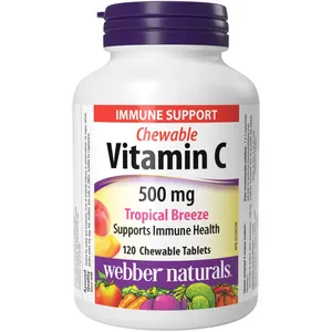 Webber Chewable Vitamin C 500 mg Tropical Breeze Flavor - Supports Immune Health, Vegetarian, Non-GMO
