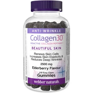 Webber Collagen30Â® Elderberry Gummies - 2500 mg Bioactive Collagen Peptides for Youthful Skin