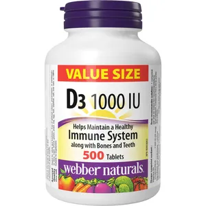 Webber D3 1000 IU - Supports Immune Function, Healthy Bones & Teeth, Vegetarian Friendly