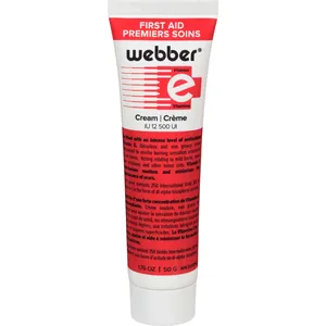 Webber First Aid Vitamin E Cream for Sunburn, Mild Burns & Cuts - Non-Greasy, Odorless Formula