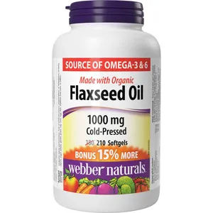Webber Flaxseed Oil Cold Pressed 1000 mg Softgels - Organic Omega-3 Source for Healthy Living