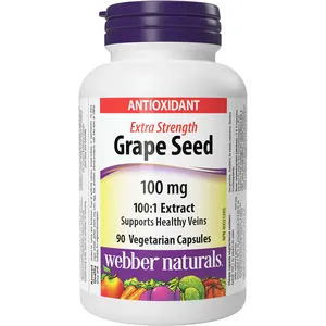 Webber Grape Seed Extra Strength 100 mg Capsules for Vein Health and Antioxidant Support