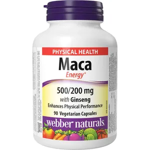 Webber Maca Energy with Ginseng 500mg/200mg - Enhance Mood and Performance, Stress Relief Capsules