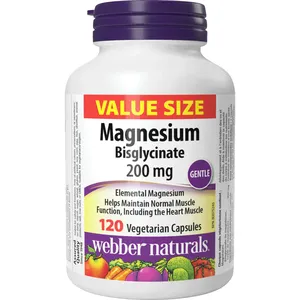 Webber Magnesium Bisglycinate 200 mg - Gentle on Stomach, Supports Muscle Function & Bone Health